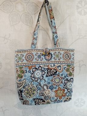 Vera Bradley Light Blue Floral Quilted Tote Bag
